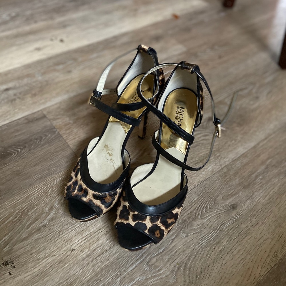 Calf skin Leopard heels